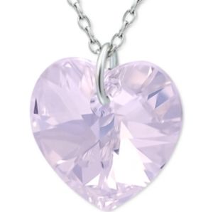 Macy's Crystal Heart Crystal 18" Pendant Necklace in Sterling Silver | Lavender